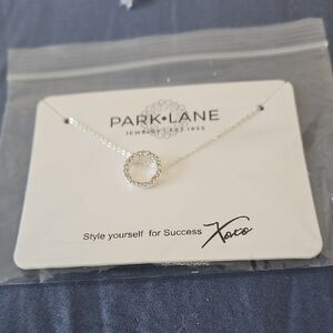 Park Lane Silver Necklace with Crystal Circle Charm